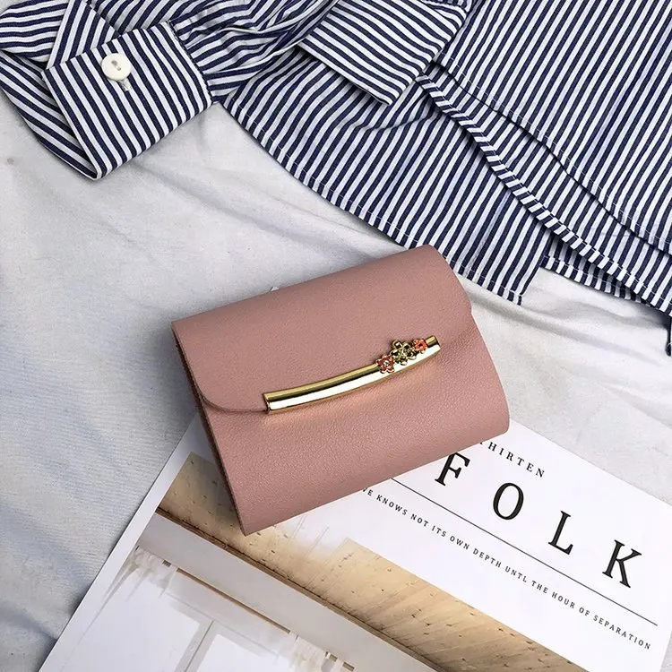 

2019 South Korea New Style Women's Wallet Small Short Mini Wallet Purse PU Leather Cute Large-Volume