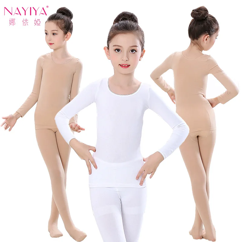 

Children Dance Base Shirt Autumn And Winter Girls Velvet Fleshcolor Invisible Underwear Flesh Color Thermal Clothes Tight-Fit Ex