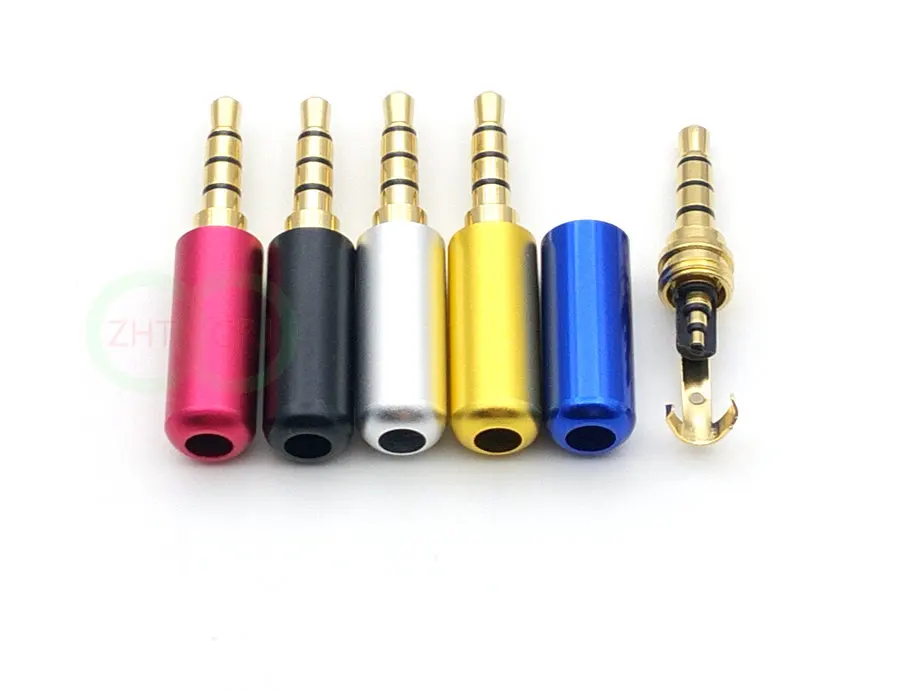 100pcs Aluminum shell 1 8 3 5mm 4 pole Repair Headphone Jack Plug Cable Audio Aluminum shell