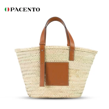 

PACENTO 2020 Straw Bag Luxury Designer Bags Women Handbag Summer Beach Bag Rattan Elegant Bucket Tote Famous Brand Handmade