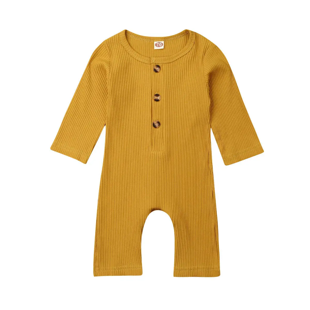 Новая Милая осенняя одежда для маленьких мальчиков и девочек комбинезон с длинными рукавами - Цвет: Цвет: желтый