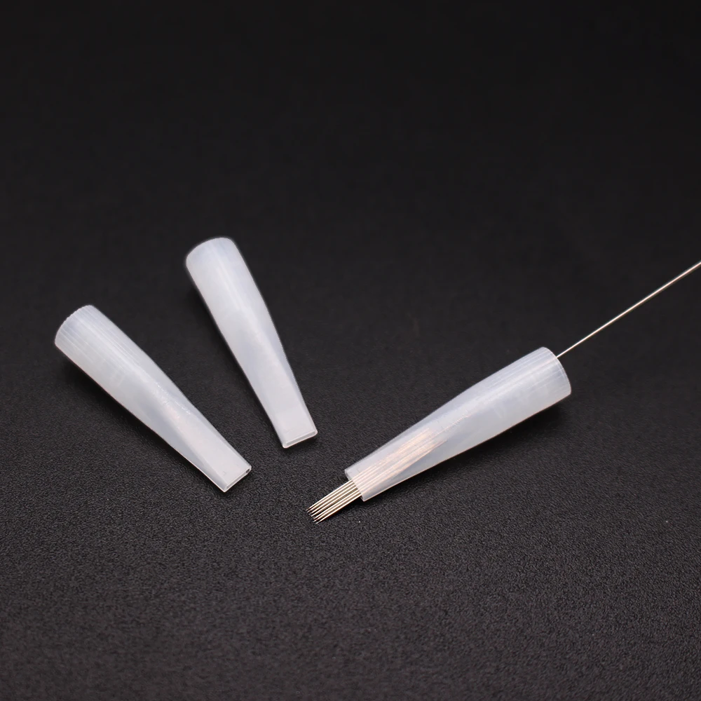 100pcs/lot 7 Flat Tattoo Tips Permanent Makeup Eyebrow/Eyeliner/Lips Giant Sun Machine Tattoo 7F Needle caps