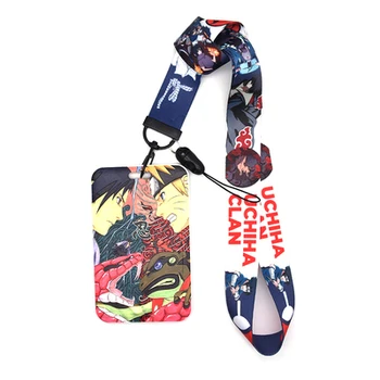 

20pcs Office Card Sleeve Sets ID Badge Case Clear Bank Credit Card Cartoon Anime Lanyards Uchiha Sasuke Keychain KB2366