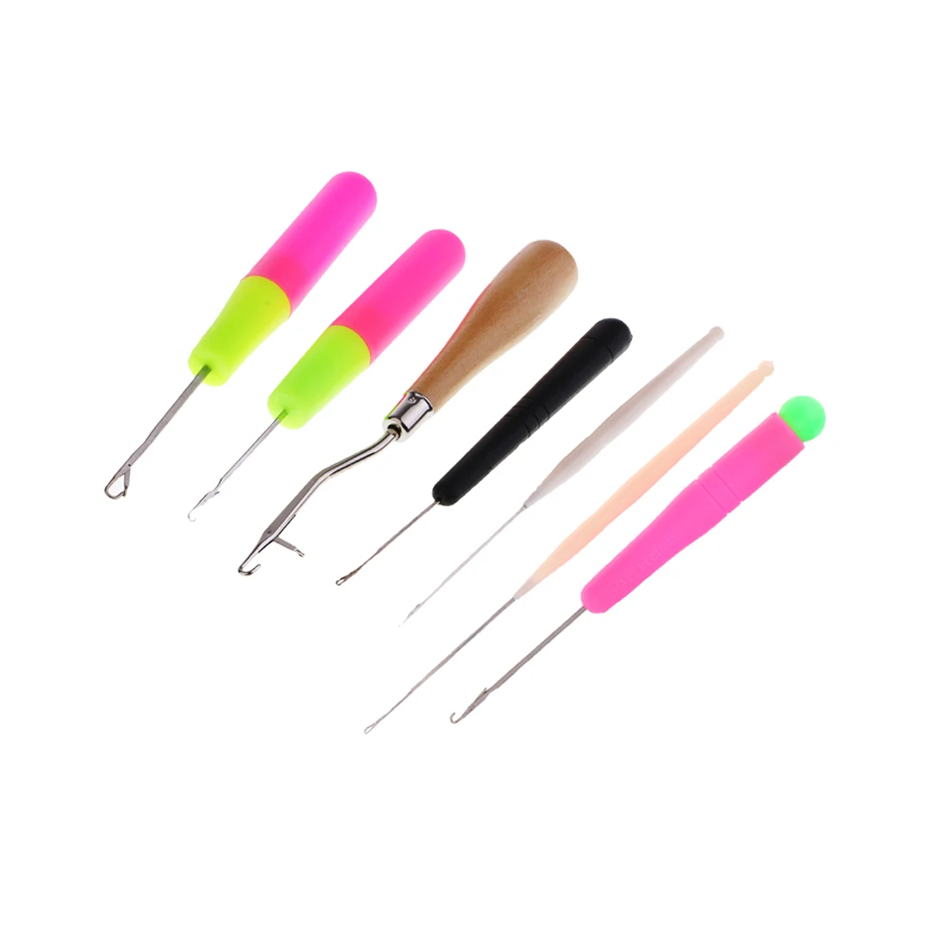 7pcs Plastic Latch Hook Crochet Needles For Hair/Micro Braid Latch Hook Weaving Hair Dread Lock Maintaining Craft