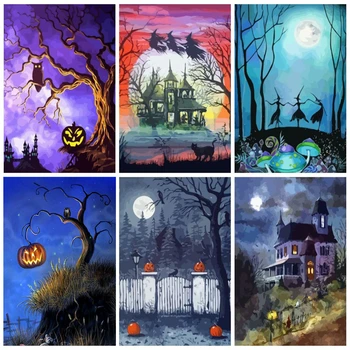 

AZQSD Coloring By Numbers DIY Cartoon Unframe Home Decoration Oil Painting By Numbers On Canvas Kits Halloween Gift