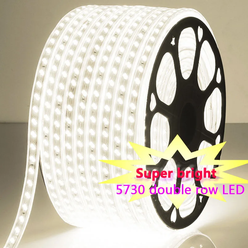 SMD 5730 AC220V LED Strip Flexible Light 120leds/m Waterproof Led Tape LED Light 10M 15M 20M utdoor home Christmas decoration