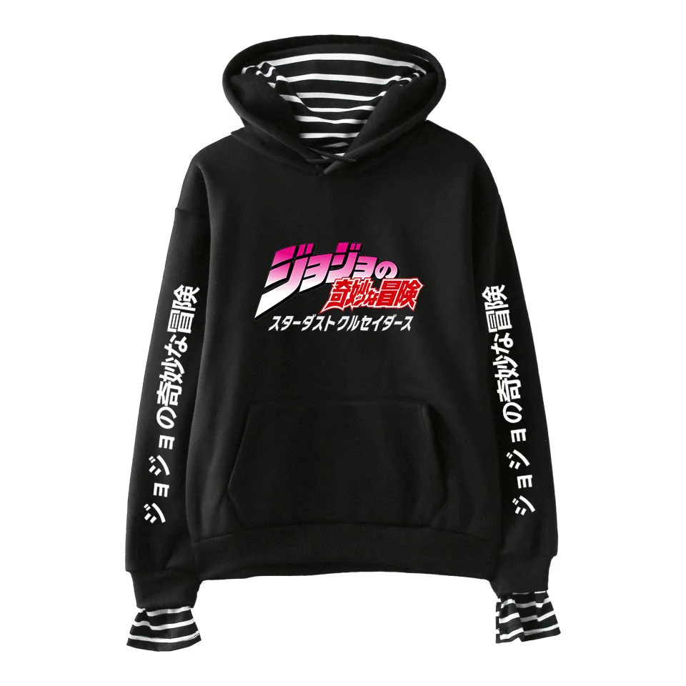 JOJO Bizarre Adventure Hoodies Women Men Fake Two Piece Hooded Sweatshirt Harajuku Streetwear Hip Hop Pullover Clothes Sudadera JOJO Bizarre Adventure Hoodies Women Men Fake Two Piece Hooded Sweatshirt Harajuku Streetwear Hip Hop Pullover Clothes Sudadera