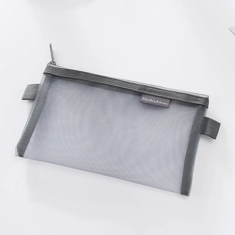 Модный прозрачный сетчатый косметический портативный мешок на молнии для путешествий Хранение Кошелек косметический Органайзер Инструменты сумка для мытья - Цвет: Grey