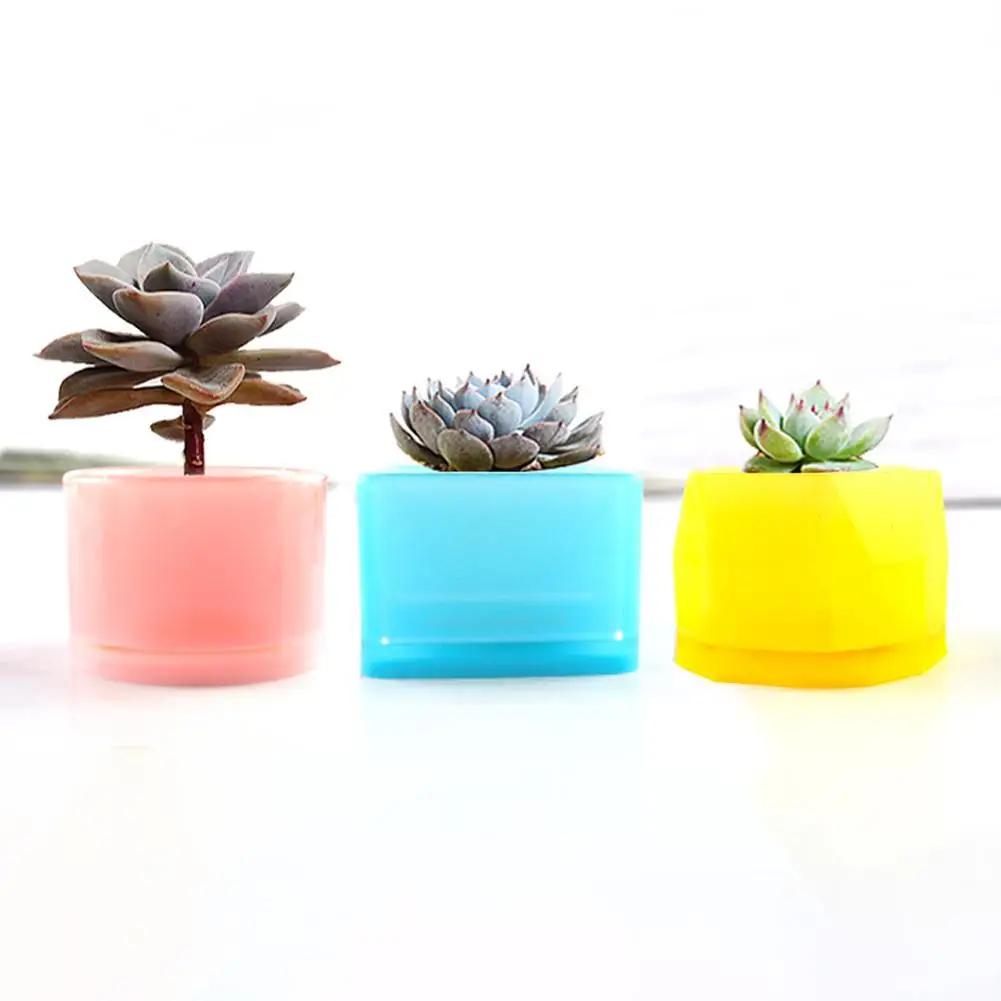 

3Pcs Geometric Silicone Epoxy Storage Holder Bonsai Flower Pot DIY Making Mold