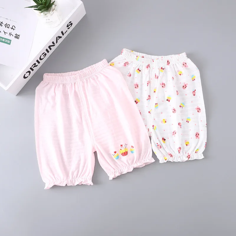 2-Piece Price 1 Summer Small CHILDREN'S Slub Cotton ban ku Men And Women Children Pure Cotton Ultra-Thin Shorts Baby Can Open Cr