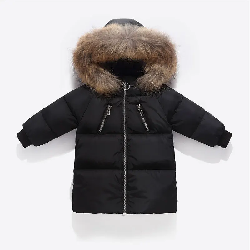 

2019 Warm Winter Jacket Children Duck Down Coat With Fur Collar Hooded Outerwear Snow Wear Kids Parka For Boys Girls Clothes