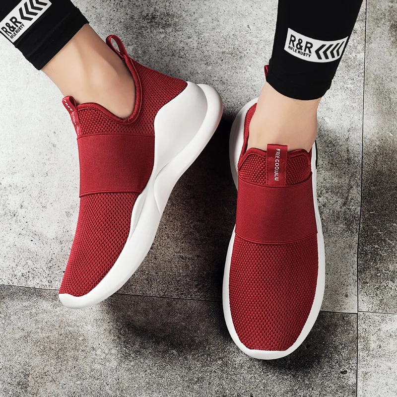 

2019 Men's Running Shoes Mesh Breathable Comfortable slip on Sport running Sneakers Outdoor Lightweight Walking Shoes Footwear
