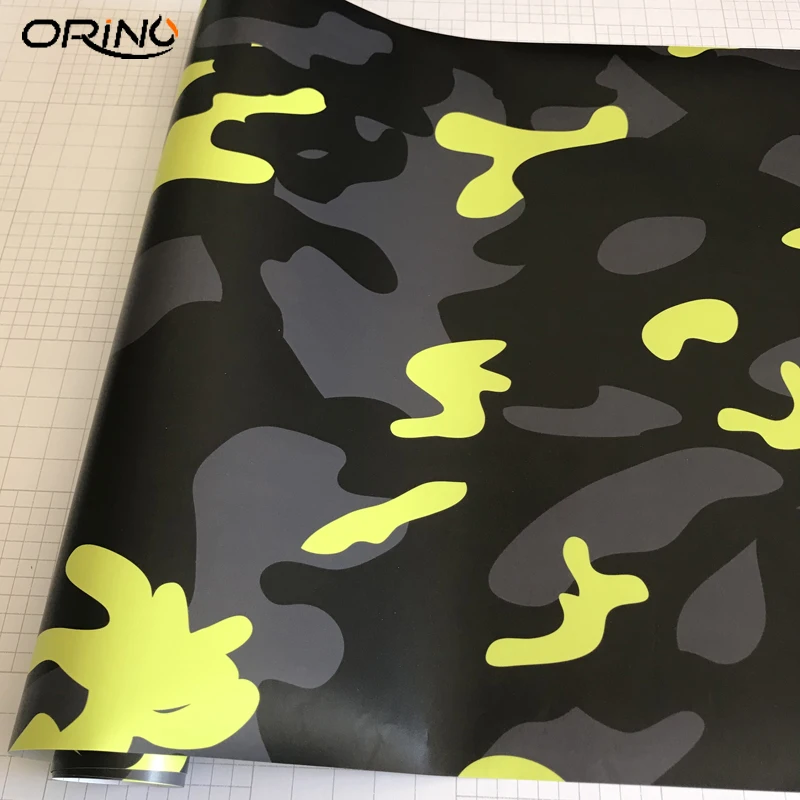 Black Yellow Camo Vinyl Film Sticker-2