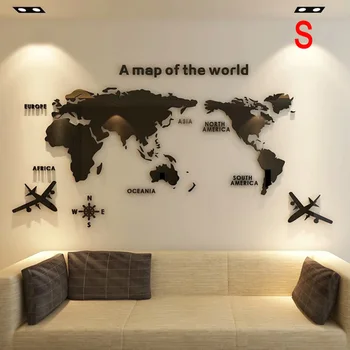 

Acrylic 3D Map Of World Smooth Solid Crystal Wall Sticker Home Office Decor Best Price
