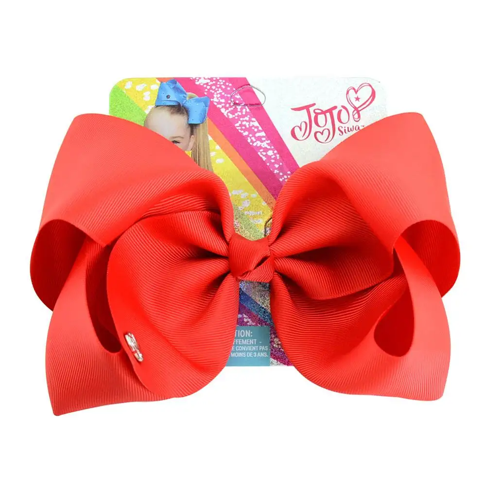 8 inch Large Jojo Bows Jojo Siwa Ribbon Bows With Clips For Kids Girls Boutique Solid Hair Clips Hair Accessories - Цвет: 678-j-12