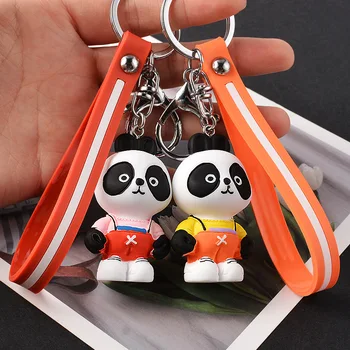 

New Cute Cartoon Animal Panda Expression Action Keychain Women Car Keyring Backpack School Bag Pendant Girls Jewelry