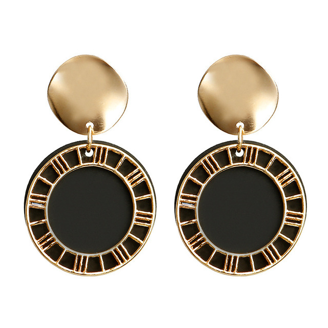 Black Round Metal Earring for Women Gold Shiny Smooth Long Drop Earrings 2019 Fashion Statement Jewelry Pendientes Bijoux