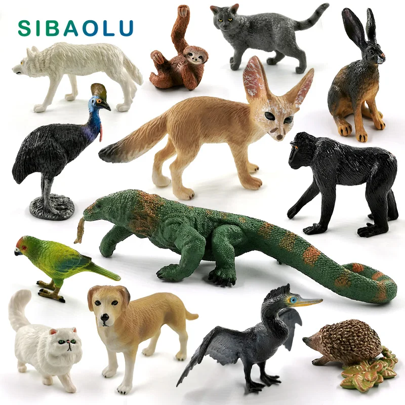 

Komodo Dragon Lizard Wolf Dog Cat Sloth Bird Fox animal model figurine home decor miniature fairy garden decoration accessories