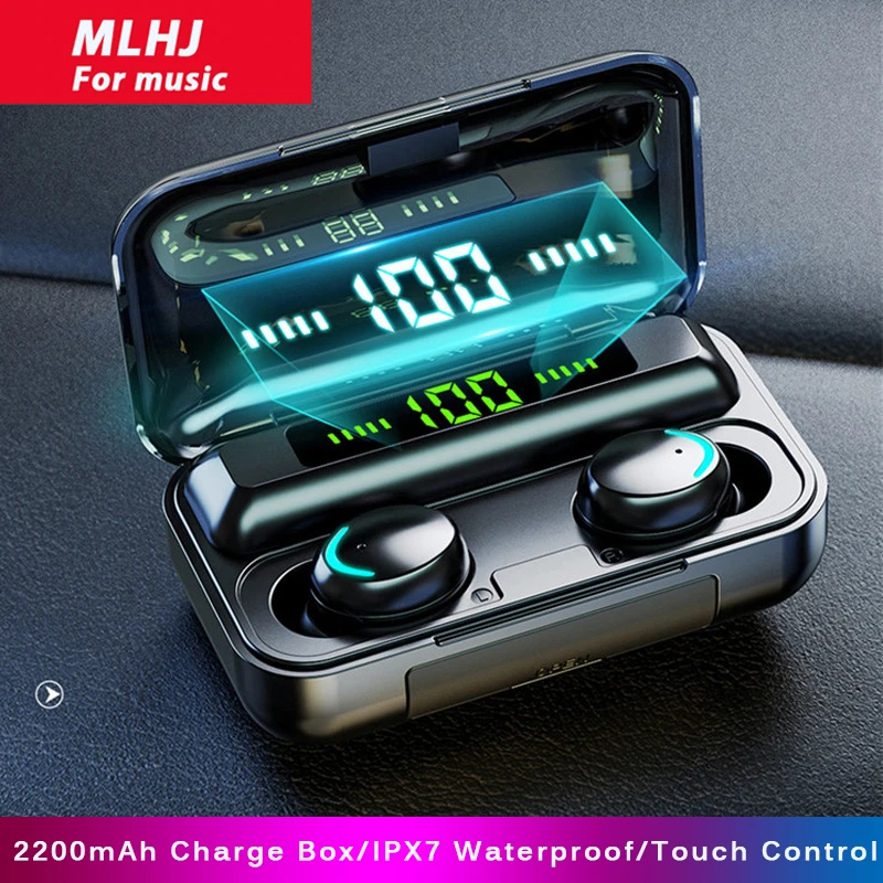MLHJ TWS Bluetooth 5 0 Earphones 2200mAh Charging Box Wireless Headphones 9D Stereo Waterproof Earbuds Headsets With Microphone