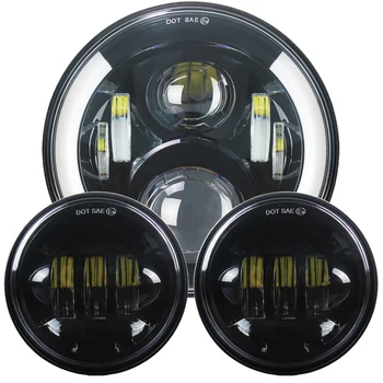 

7 inch Motorcycle LED Headlight Hi/low Beam DRL Turn Signal and 30W Fog lamp 4.5” Auxiliary Lights for Any models 7" and 4.5"