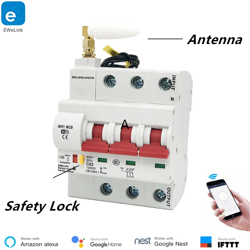 EWeLink 3P 16A 125A дистанционное управление Wifi автоматический выключатель/умный
