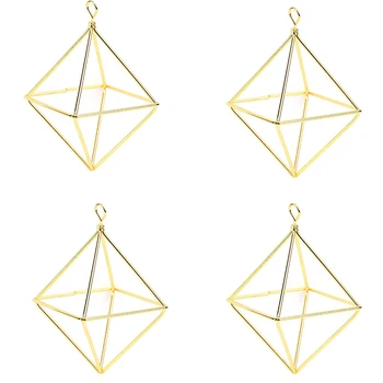 

4Pcs Freestanding Hanging Planters Geometric Wrought Iron Tillandsia Air Plants Holder Triangular Shaped Metal Rack