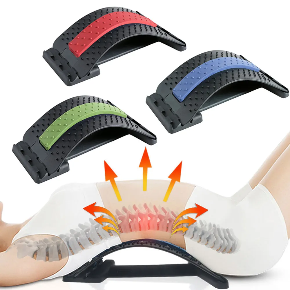 Multi-level Adjustable Back Massager Stretcher Waist Neck Stretch Fitness Equipment Lumbar Cervical Spine Support pain Relief