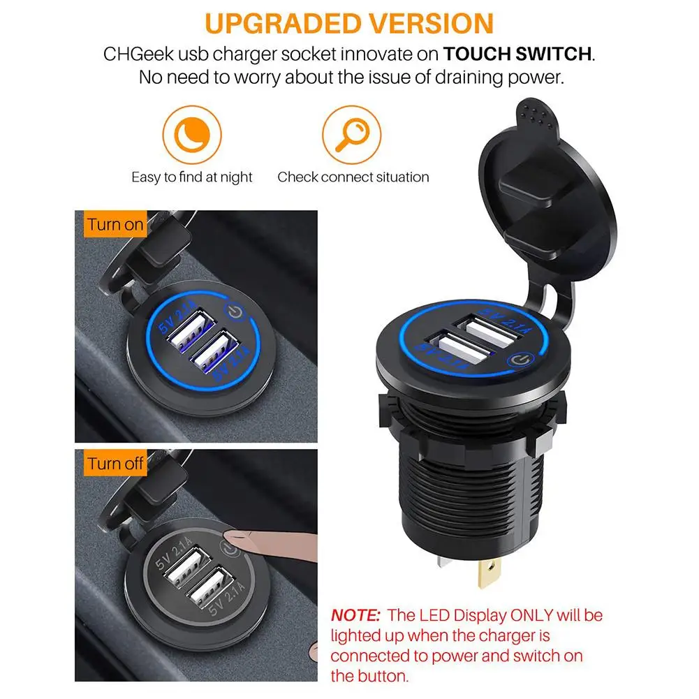4.8A мотоцикл автомобиль двухпортовое Зарядное устройство USB быстрая зарядка водонепроницаемый цифровой дисплей универсальное автомобильное зарядное устройство аксессуары для мотоциклов