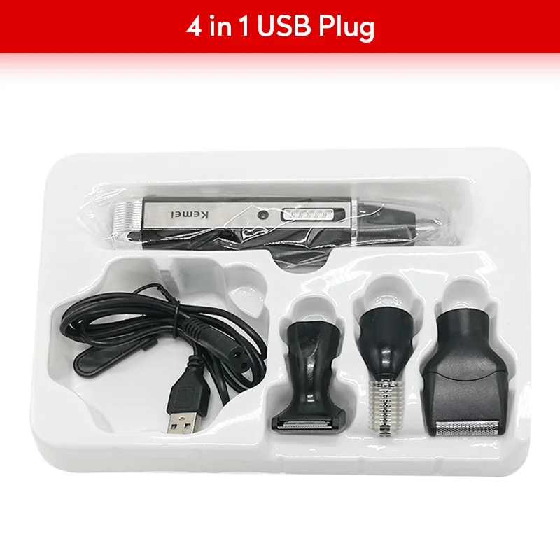 4 in 1 USB Plug 4 в 1 перезаряжаемый мужской электрический триммер для волос в носу и ушах безболезненный Женский Триммер для стрижки бакенбард брови Борода Машинка для стрижки волос Бритва - Цвет: 4 in 1 USB Plug