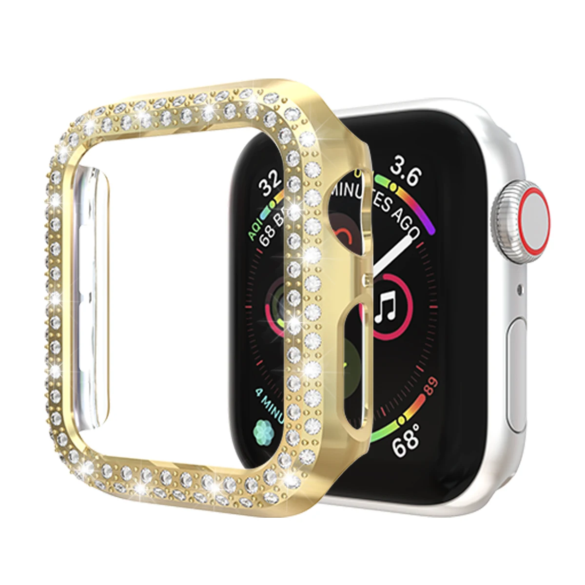 Чехол для часов iWatch PC двухрядный Алмазный чехол для Apple Watch 44 мм серия 3 4 Модные аксессуары для часов 40 мм