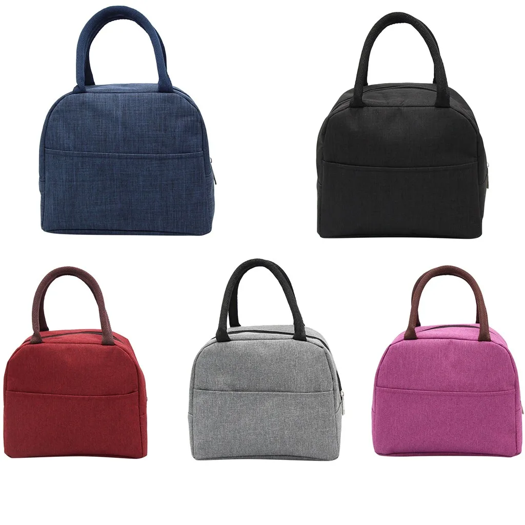 Портативные сумки на молнии для обеда, одноцветные водонепроницаемые нейлоновые женские Студенческая коробка для завтрака, Термосумка для офиса, школы, пикника, сумка-холодильник Bolso# YL5