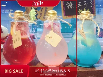 

2019 Innovative Light Bulb Fruit Juice Bottles High Quality Portable Cute Juicer Milk Water Bottle Colorful Drink-ware for Gift