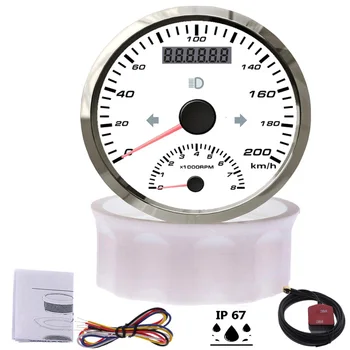 

2 In 1 Multi-function GPS Speedometer Odometer 125km/h 200km/h 0-8000RPM Tachometer Gauge for Car Boat With Turn Light
