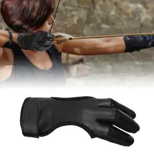 Защитная черная Защитная перчатка с 3 пальцами для стрельбы из лука для рекурсивного блочный лук для стрельбы арбалет Рогатка Охота 4