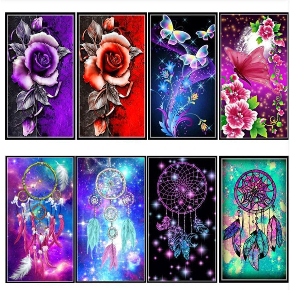 

Popular fantasy Catcher feather diamant painting Diy 5D Diamond Embroidery Flower 5d Diamond Mosaic Butterfly Gift To Family