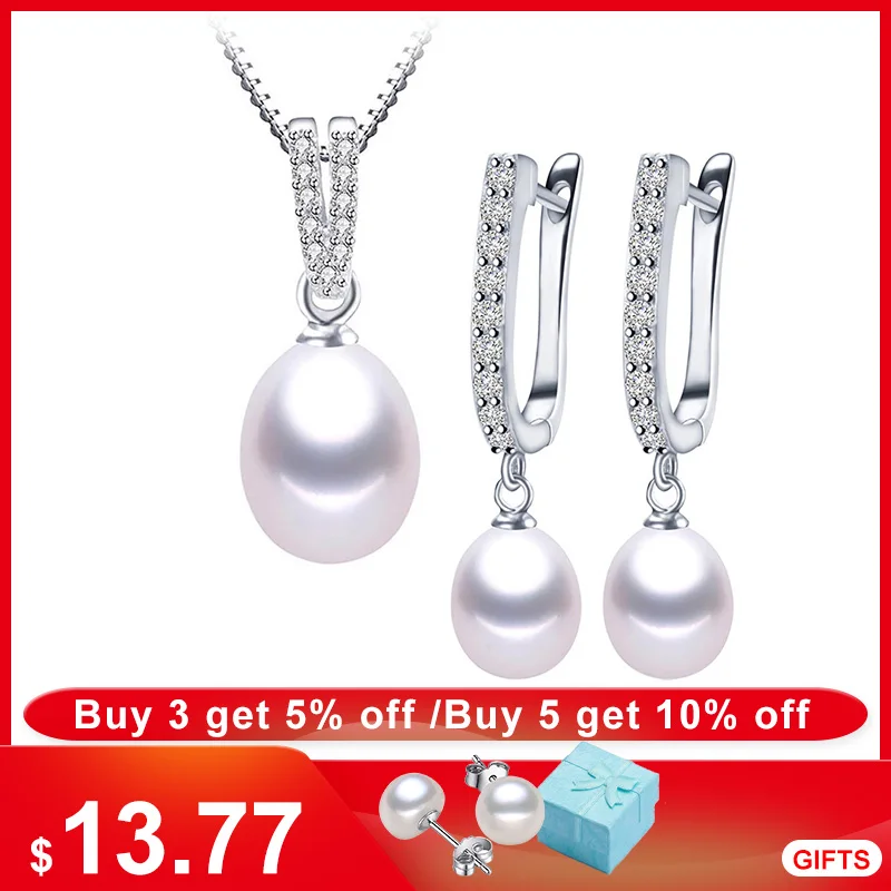 Низкая цена высокое качество 100% натуральный пресноводный жемчуг 9-10 мм комплект