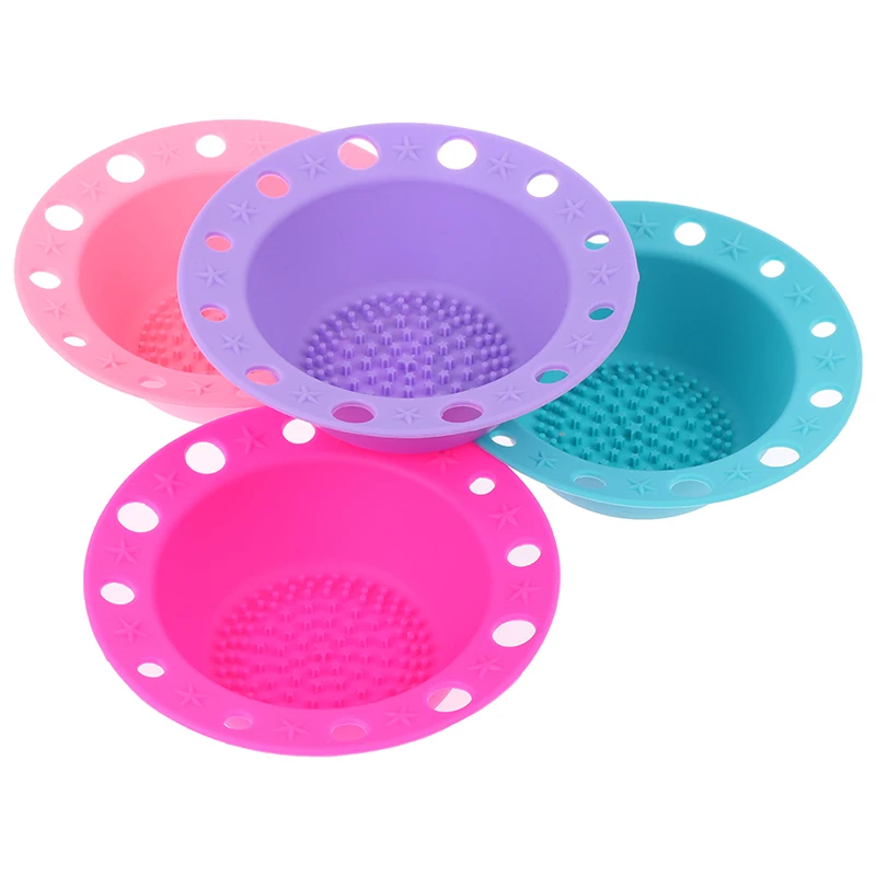 

Silicone Brush Cleaner Washing Tools Cosmetics Makeup Brush Holder Scrubber Board Hook Textures Cleaner Bowl Cleansing Pad