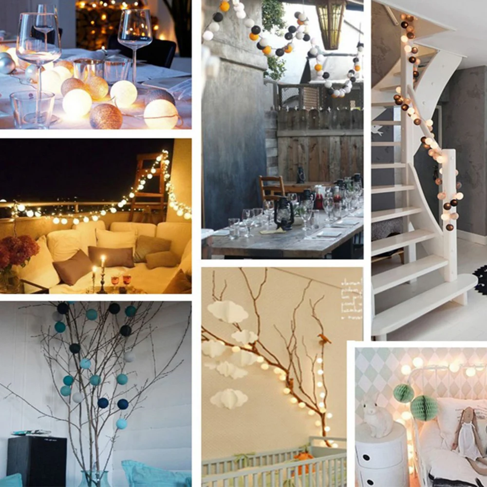 Romantic Fairy String Light Cotton Ball Outdoor 20LED Durable Yard Fairy Light Super Bright Fairy String Wedding Landscape Lamp