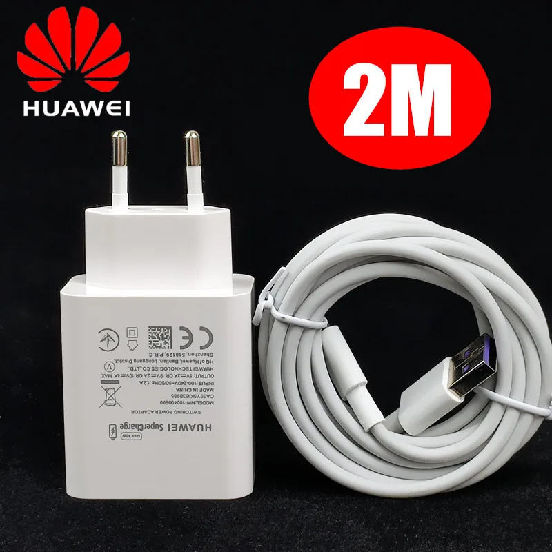 40W EU Huawei Fast Charger Supercharge Charge Original 5A 2M Usb Type c cable for huawei mate 30 20 x 10 P30 P20 Pro p10 Nova 5t | Мобильные
