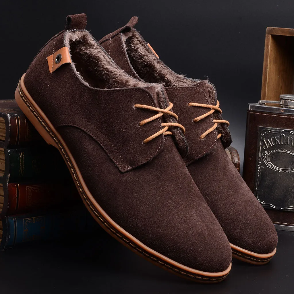 Мужская повседневная обувь; Сезон Зима; zapatillas hombre; мужские модные повседневные зимние оксфорды на шнуровке; кожаная обувь; Теплая обувь в деловом стиле