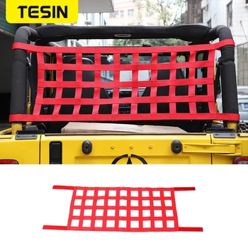 

TESIN Car Red Auto Roof Storage Net Sunshafe for Jeep Wrangler YJ TJ JK JKU JL JLU 1987-2019 Multifunction Mesh Cargo Net