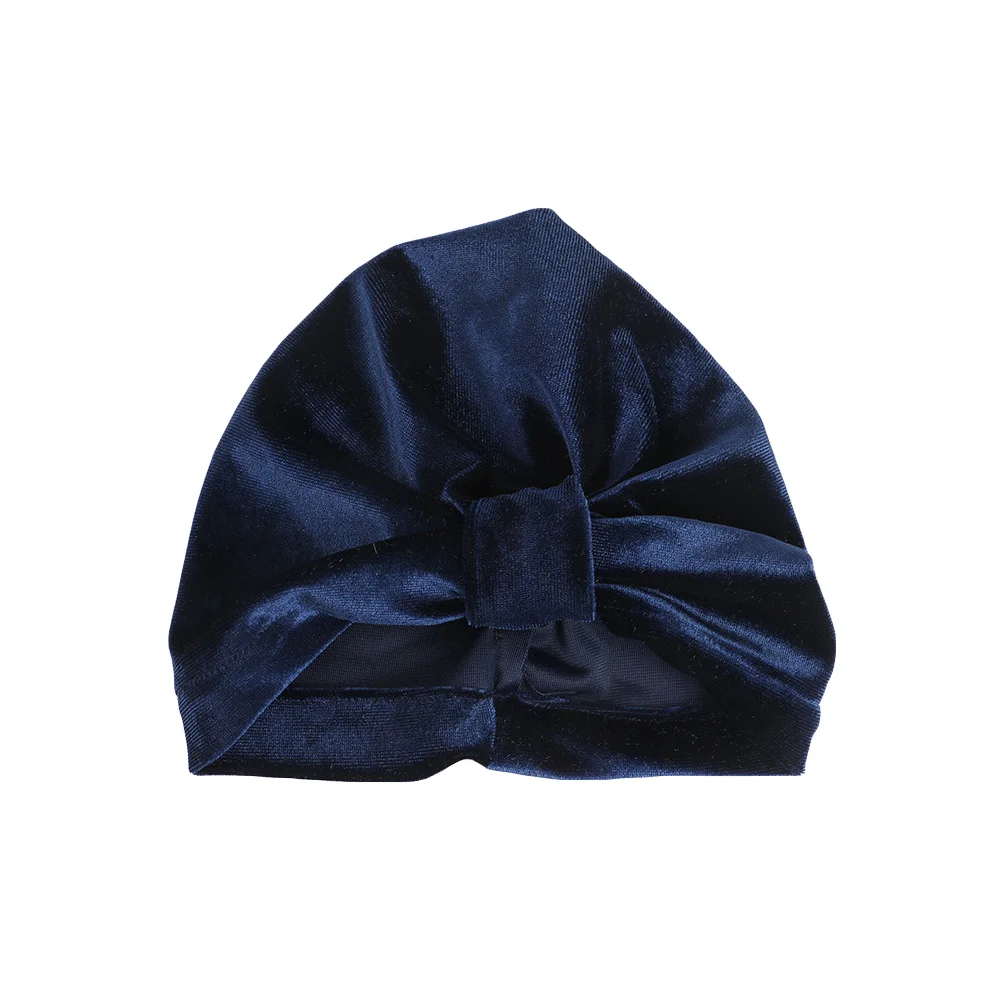 Dark Blue Детский однотонный Эластичный Тюрбан для девочек, шапка для волос, мягкая шапка, шапка TOSYS0304 - Цвет: Dark Blue