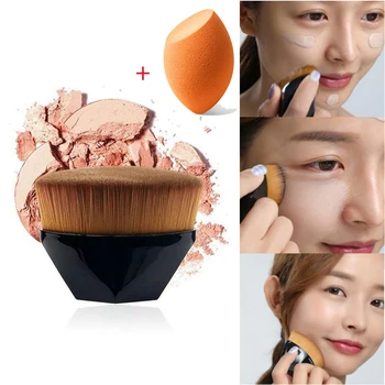 

2pcs Professional Wand Foundation Brush Six Corners Powder Makeup Brushes + Powder Puff Makeup Beauty Tools