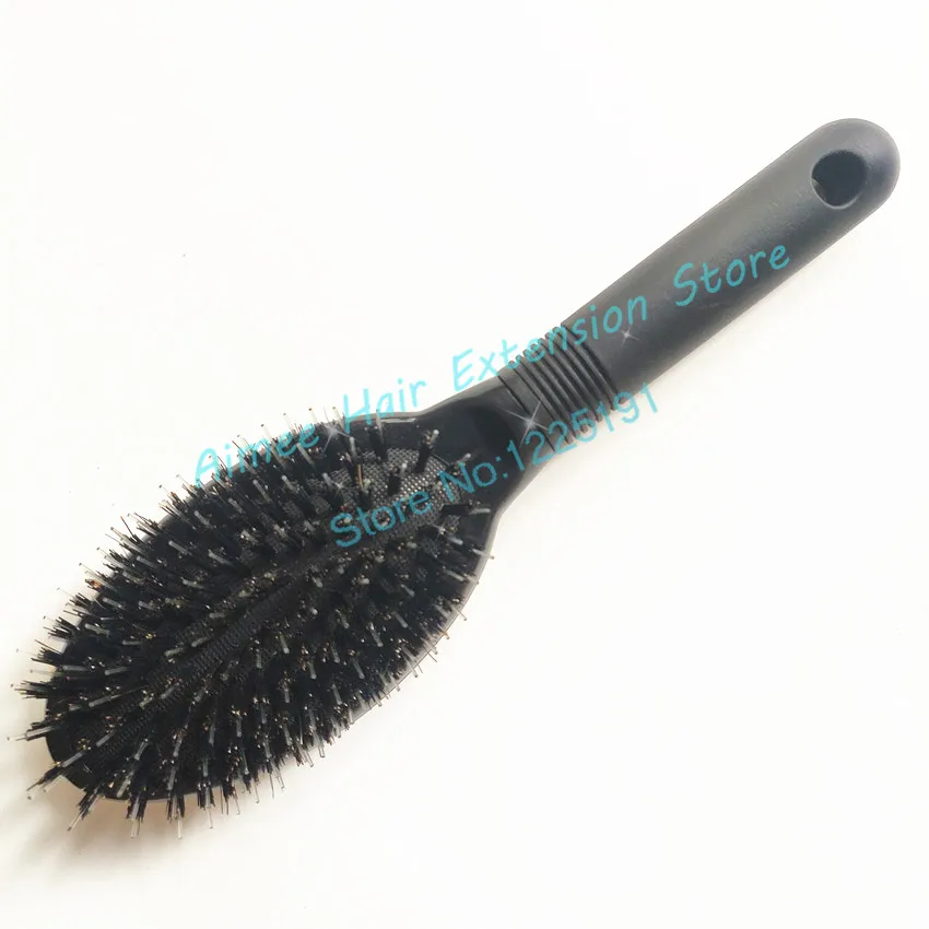 塑料柄黑底猪鬃梳1