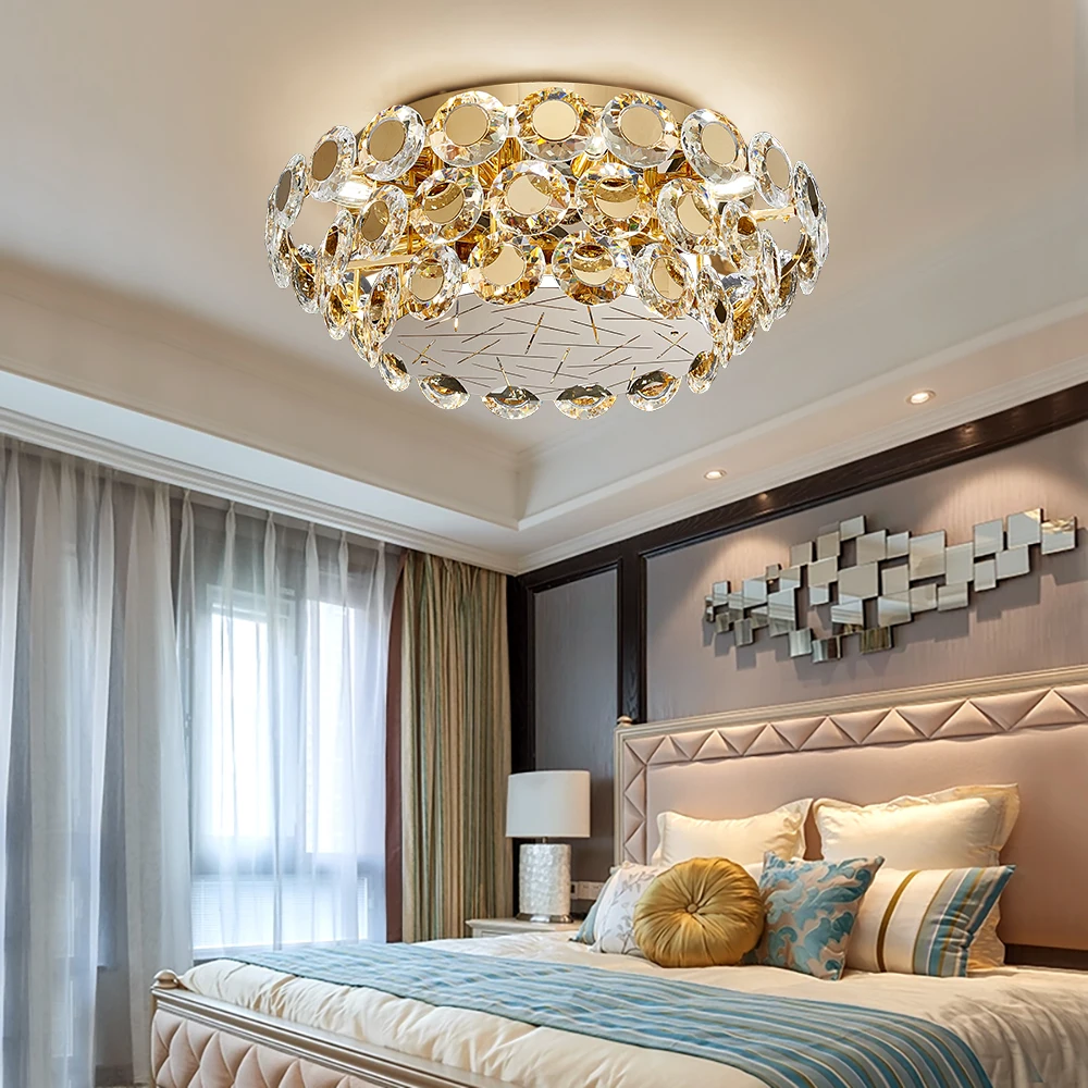 moderne led kristall kronleuchter luxus gold lüster runde cristal lampe für  wohnzimmer schlafzimmer kreative wohnkultur decke licht