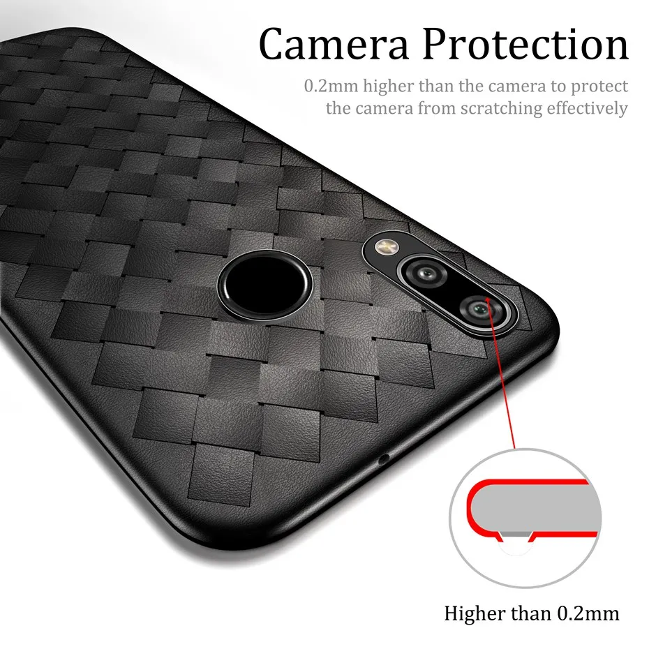 

for Fundas Huawei P Smart 2019 Soft TPU Woven Leather Silicone Back Phone Case for Huawei P Smart 2019 Cover PSmart 2019 Case