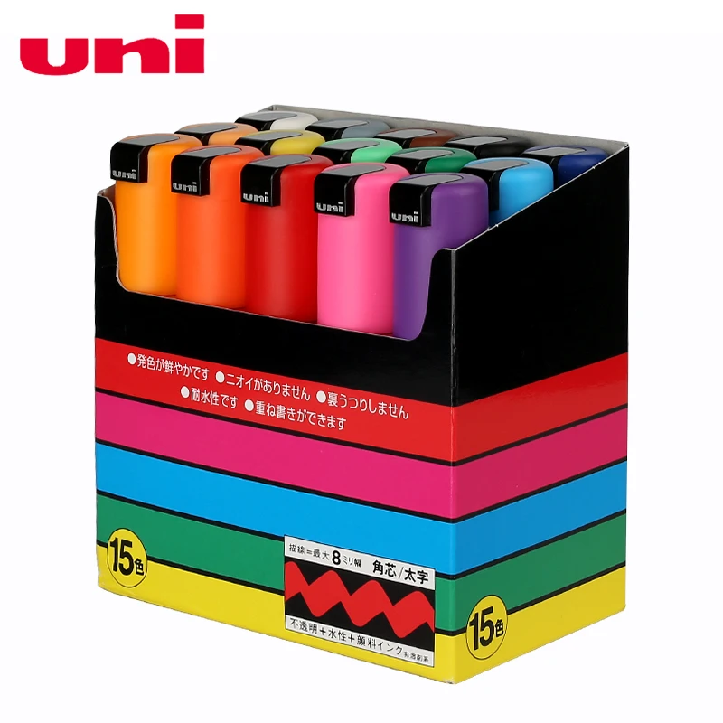UNI POSCA PC 8K 15 цветов костюм поп рекламный плакат граффити ручка 8 0 мм большими