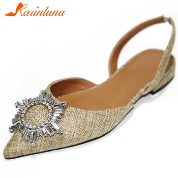 

KARINLUNA New Summer Brand Ladies Holiday slip-on Low Heels Mules Comfort Leather Lining Pumps Women Decorating Shoes Woman