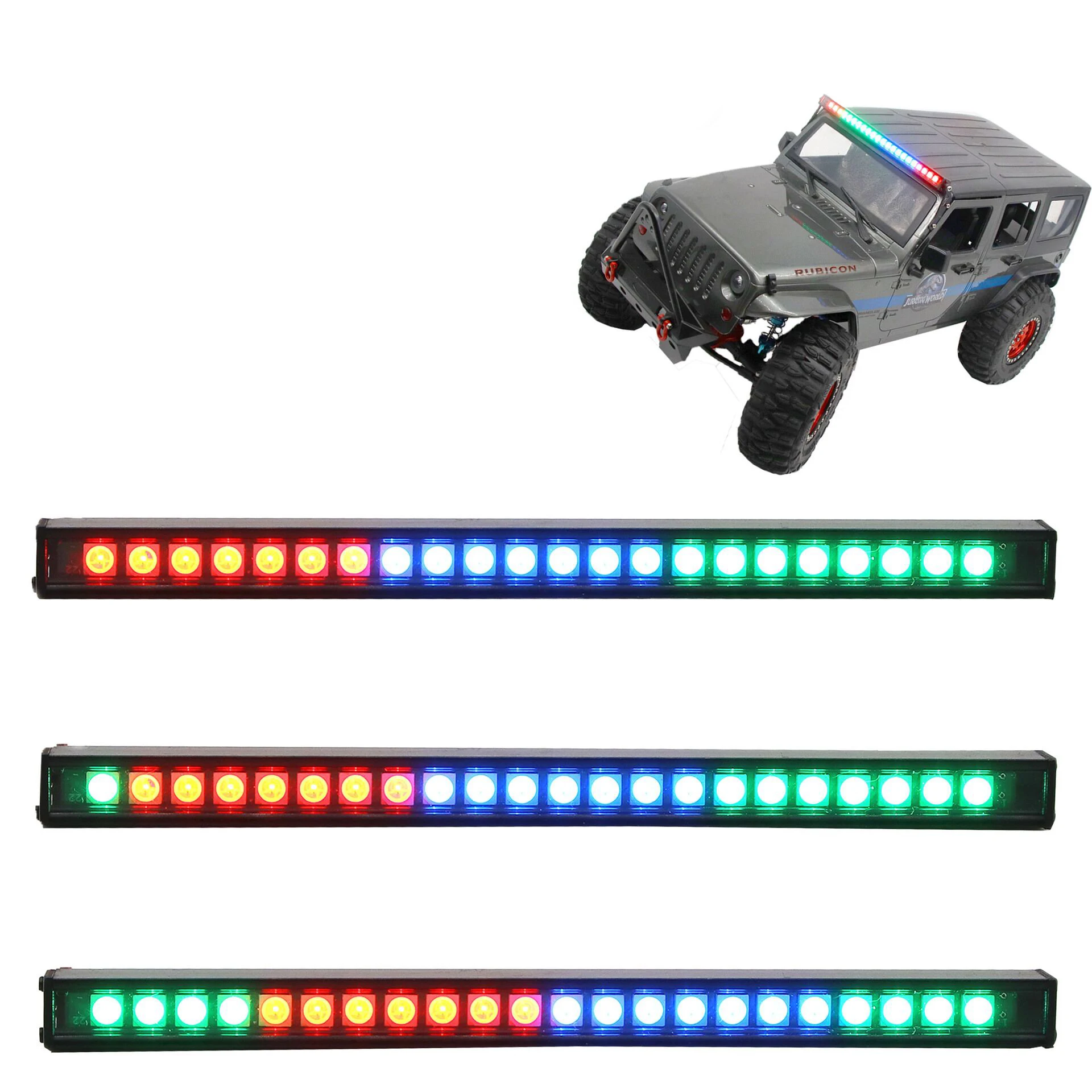 Details about   7 Colors RGB LED Roof Flashing Lamp Light Bar for 1:10 RC Crawler Car TRX4 SCX10 