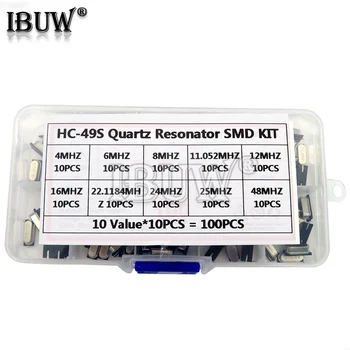 

10Values HC-49S Quartz Resonator SMD Crystal Oscillator Kit 4MHz 6MHz 8MHz 12MHz 16MHz 24MHz 25MHz 48MHz 2Pin diy electronic set